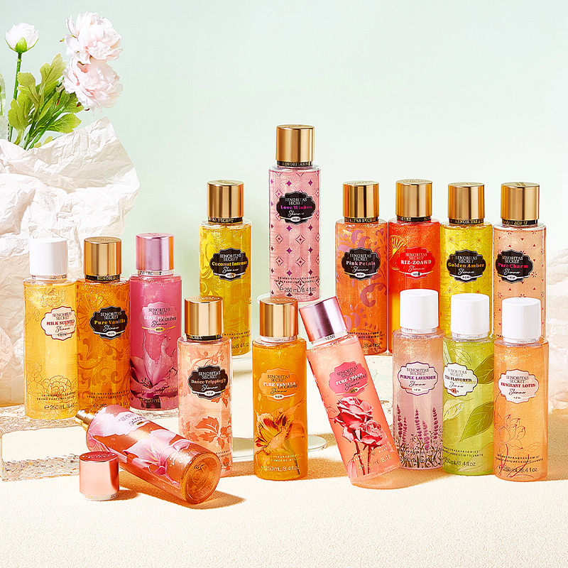 250ml Body Spray Parfumeret Glitter Shimmer Spray Blomsterduft Fin Mist Body Splash Mist til kvinder